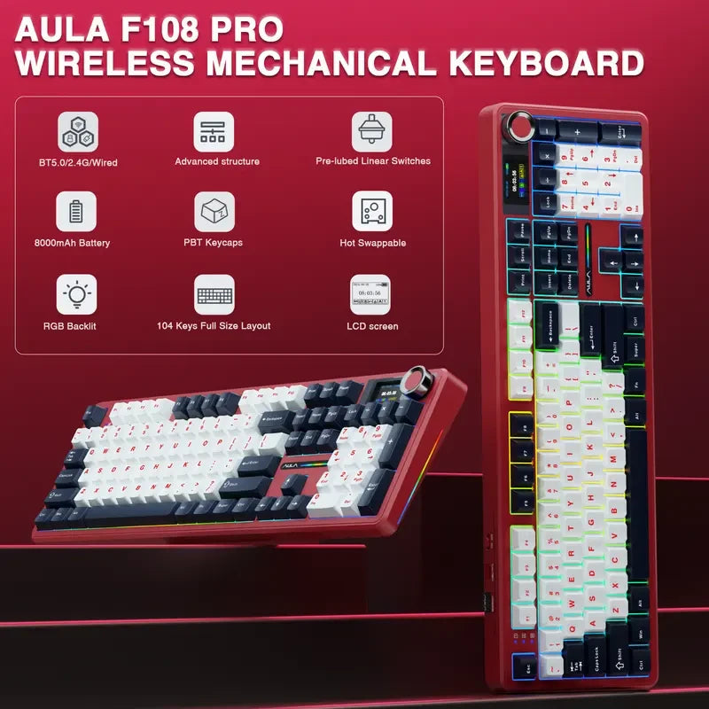 AULA F108 Pro Wireless Mechanical Keyboard