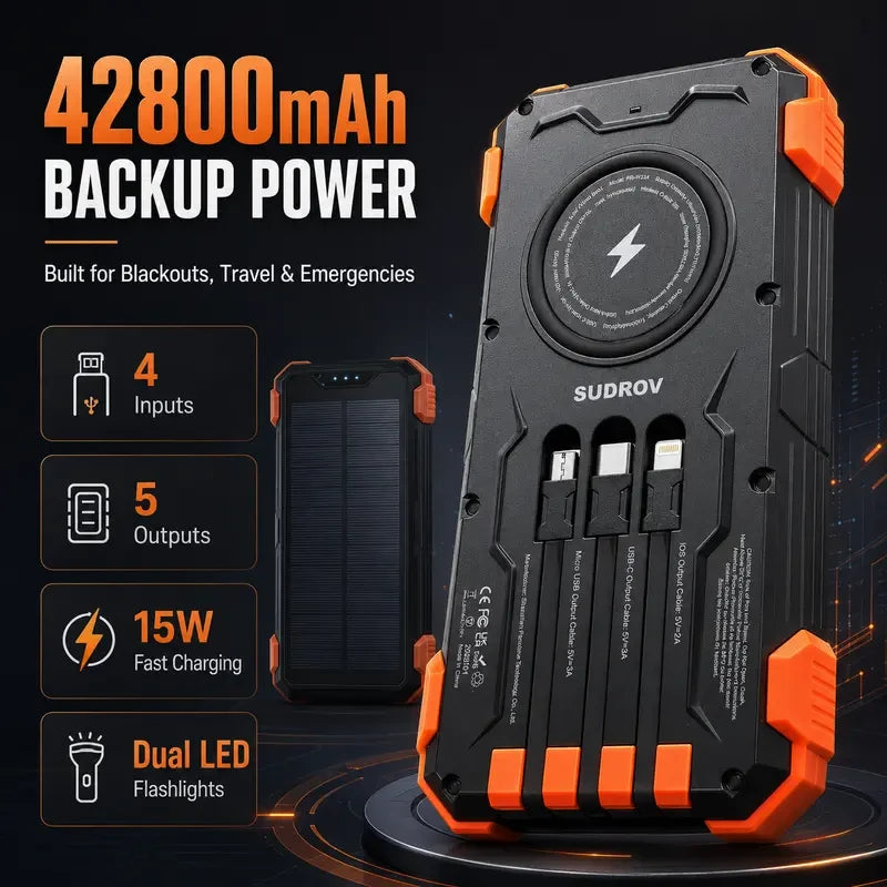 Sudrov Solar Charger Power Bank