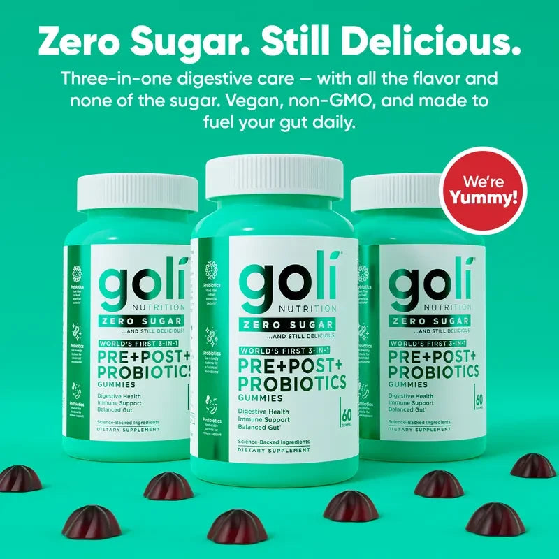 Goli Zero Sugar Probiotic Gummies for Digestive Support